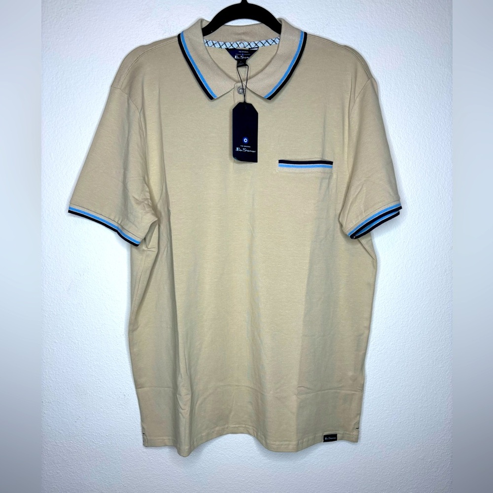 Ben Sherman Men’s collared short sleeve shirt Large NWT color:tan or spice